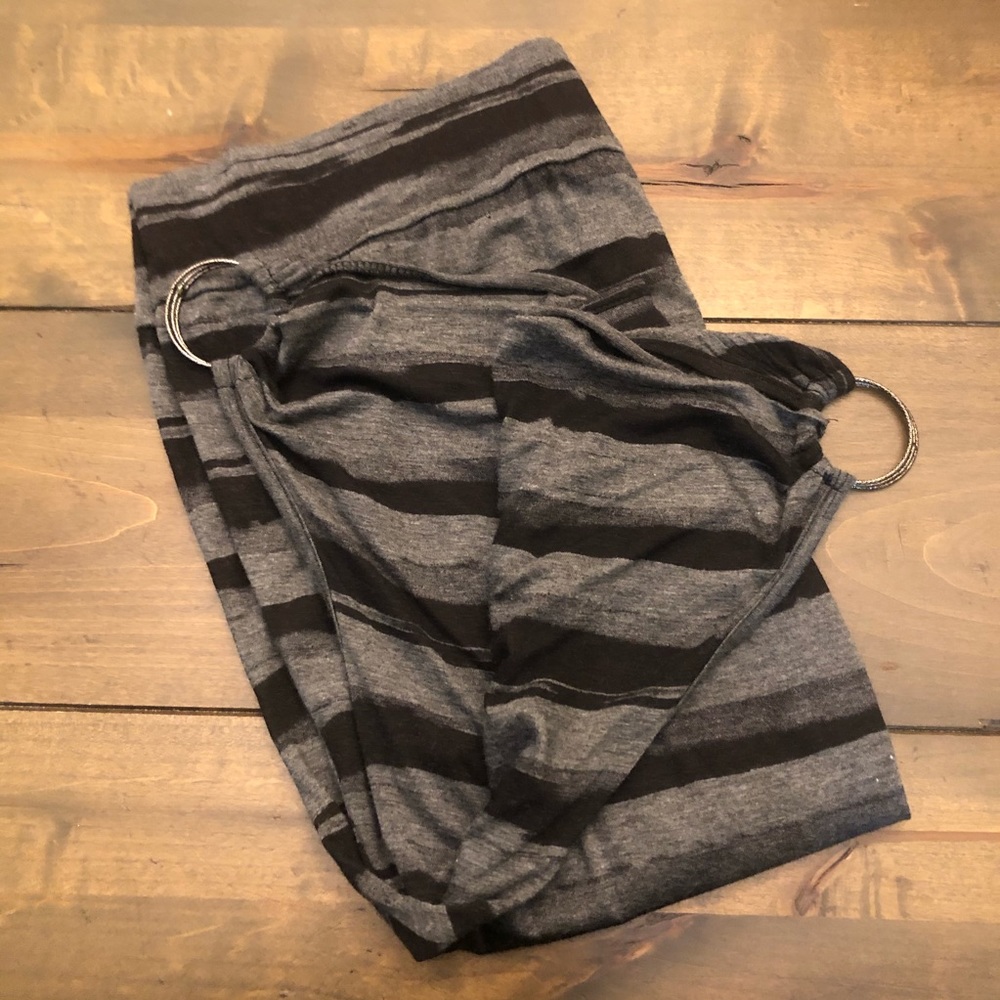 Lavish Black & Grey Striped Tank Style Blouse